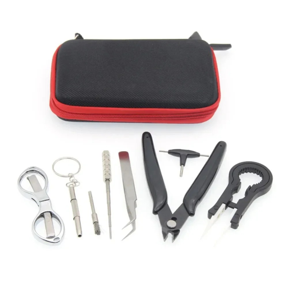 9 In 1 Mini Vape Diy Tool Bag Coil Jig Tweezers Pliers Repair Tool Kits Cig Accessories Vape Bag S