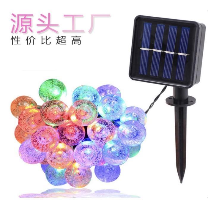 LAMPU HIAS CRYSTAL BALL 30 LED DEKORASI OUTDOOR SOLAR TANPA LISTRIK