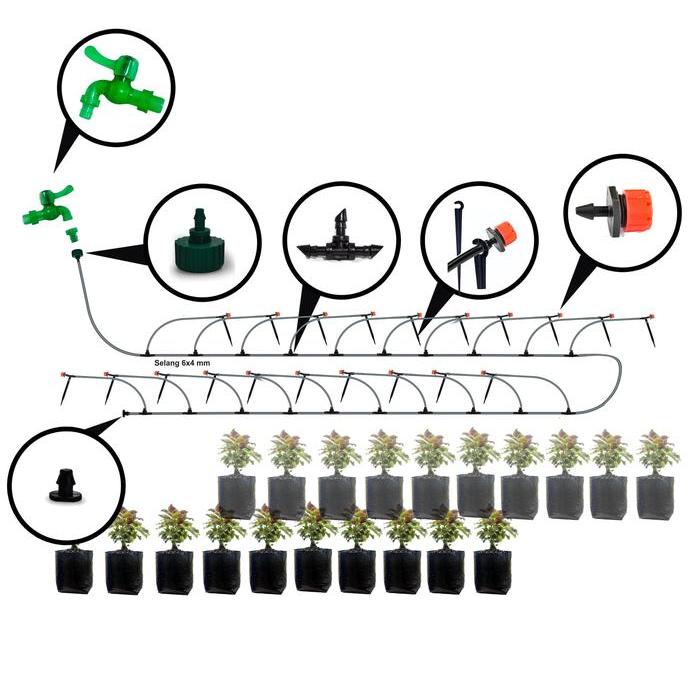 JIRIFARM PAKET #8 DRIP IRIGASI 20 POT DRIP PUTAR