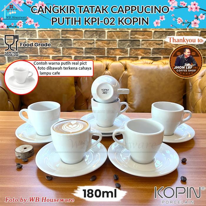 KOPIN cangkir set 6 pasang putih 180ml KPI-02 / coffee latte cappucino porcelain cup and saucer
