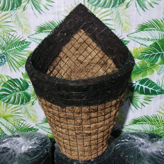 Top Paket 8 pcs Pot anggrek tempel dinding serabut kelapa kombinasi ijuk aren Bunga Plastik