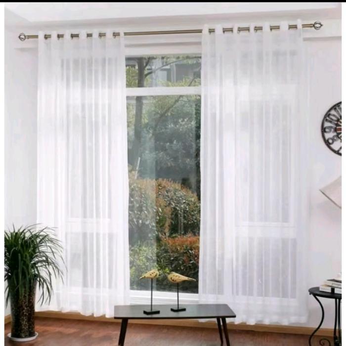 VITRASE PUTIH POLOS UKURAN L200xT300 MODEL RING SMOKRING vitrase flisket Silver Gorden Kain