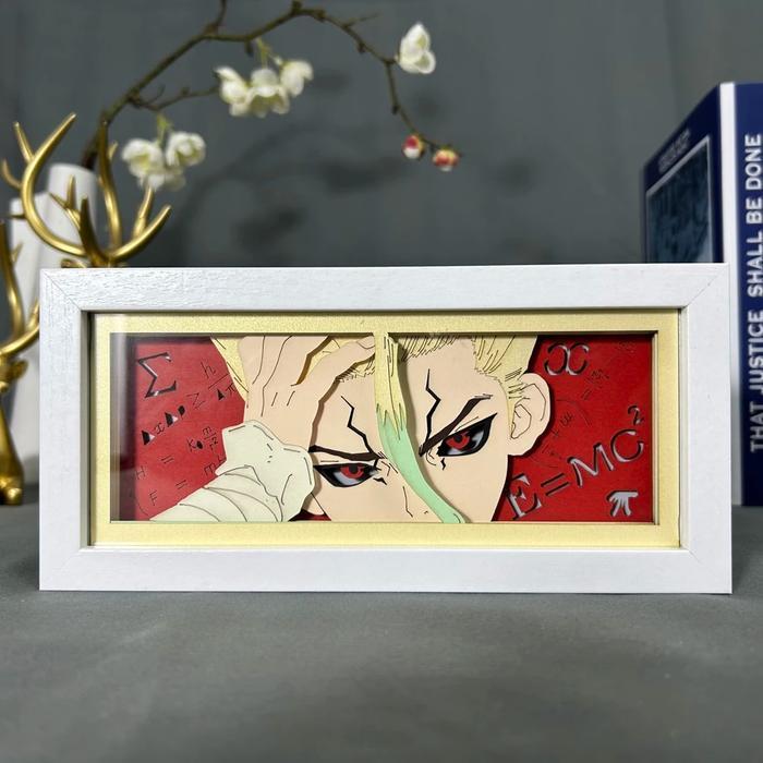 . PAPER CUT LIGHT BOX ANIME DR STONE FOR HOME BEDROOM DECORATION MANGA