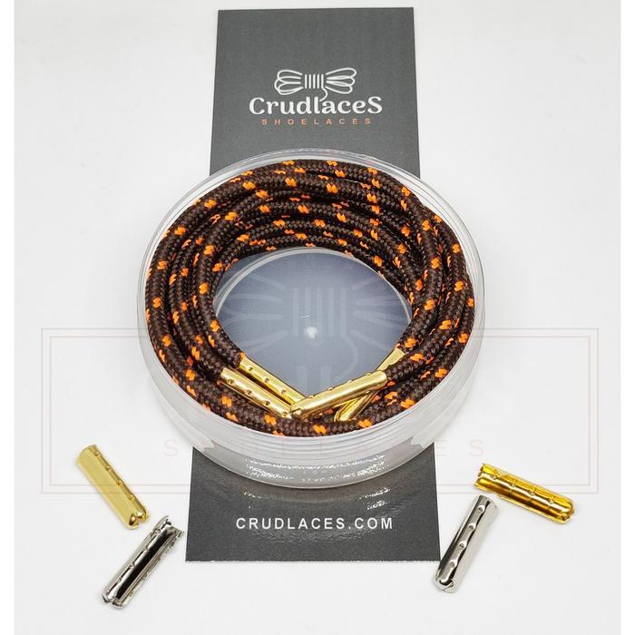 Naturehiike - Tali Sepatu Gunung Bulat Coklat Motif Oren-Tali aglets metal crudlaces