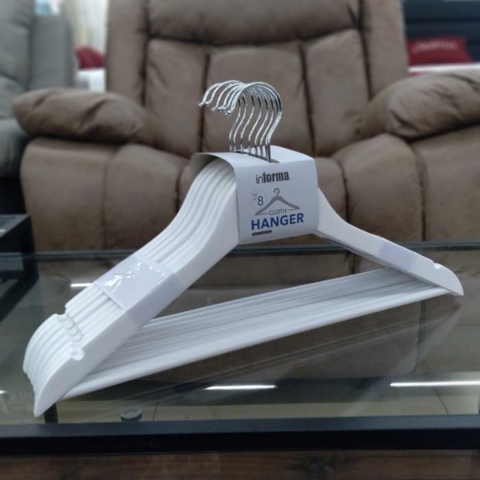 Hanger informa 8 pcs putih white gantungan baju hanger kayu set