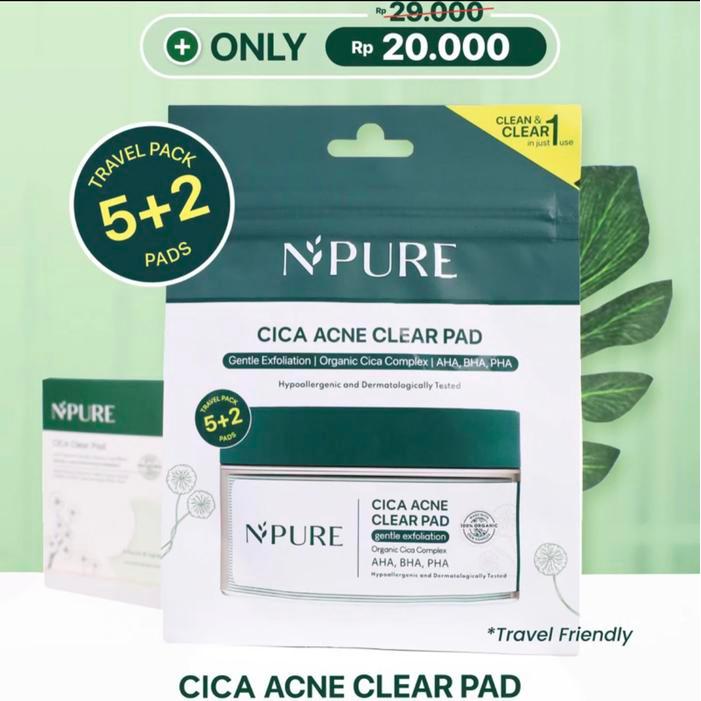 N'PURE CICA CLEAR PAD KAPAS EKSFOLIASI NPURE EXFOLIATING TONER PADS