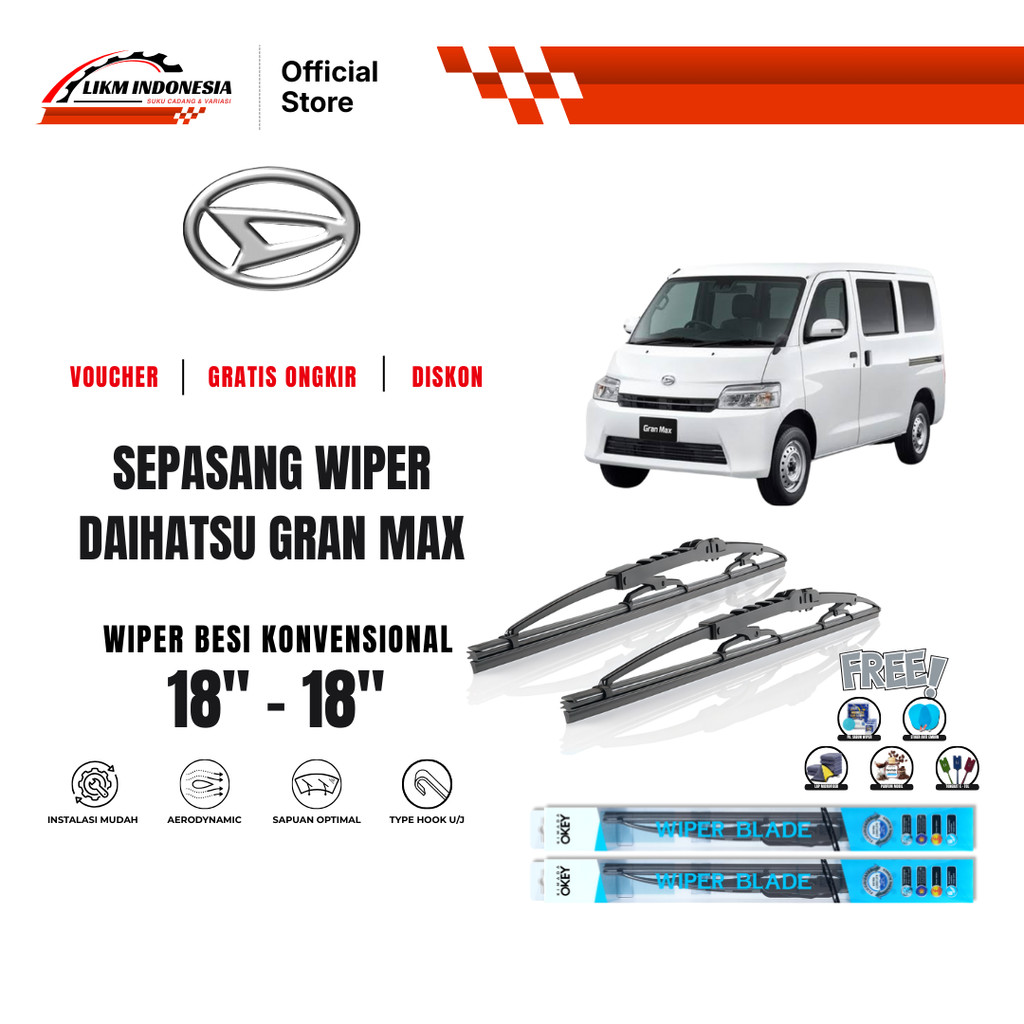 Wiper Daihatsu Grand Max Konvensional Kaca Depan Mobil Free 5 Bonus