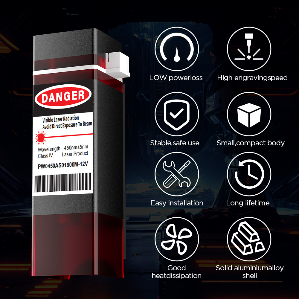 ACMER S1 6W 450nm Laser Head For Mini Engraving Machine Laser Cutting Wood Acrylic Upgrade Blue