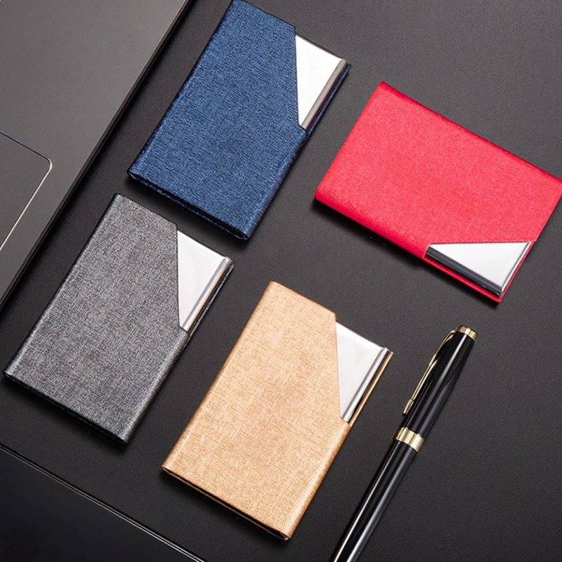 Business Card Holder With Magnetic Pu Leather Stainless Steel Business Card Case Id Name Card Case