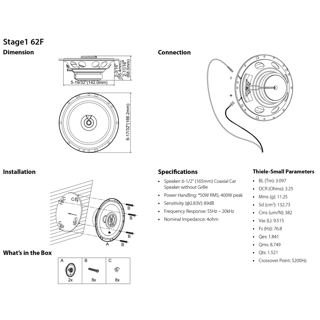 JBL car audio speaker 6.5-inch coaxial speaker 400W power car treble midrange subwoofer stereo