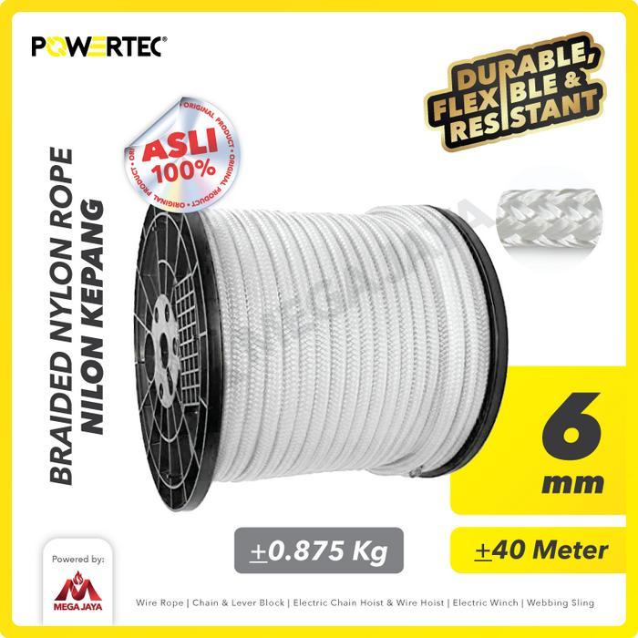 Powertec Tali Nilon Kepang 6Mm X 40M Braided Nylon Rope