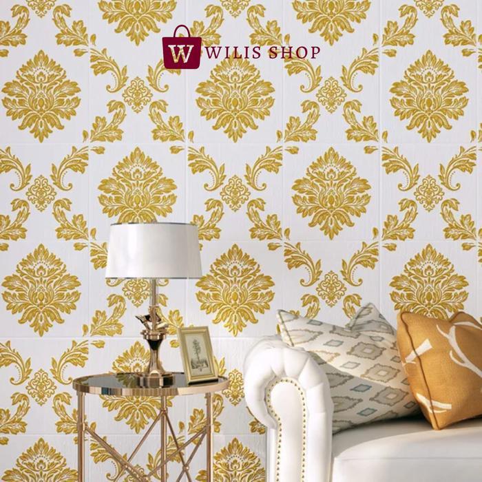 Wallpaper 3D Foam / Wallpaper Dinding 3D Motif Foam Batik Bunga More High Quality / Wallfoam