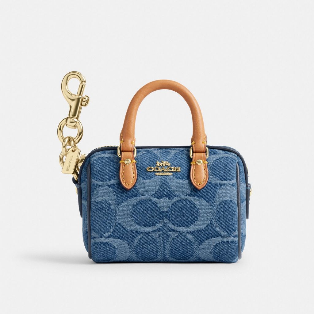 Coach Mini Rowan Bag Charm In Signature Denim - Gantungan Tas