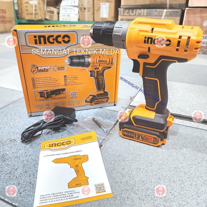 Cdli1218 Cordless Drill Bor Baterai Besi Kayu 10Mm 12V Ingco Cdli 1218