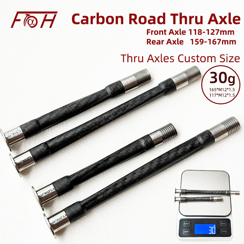 Carbon Thru Axle Road Bicycle Wheel Axle Hub Thru Axle 142x12 / 100x12 Compatible Carbon Fiber Frame