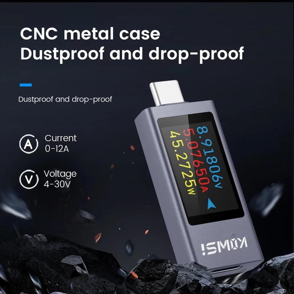 2303C Type-C Current Voltage Capacity Phone USB Tester DC 4-30V 0-12A Power Meter Tester PD Mobile