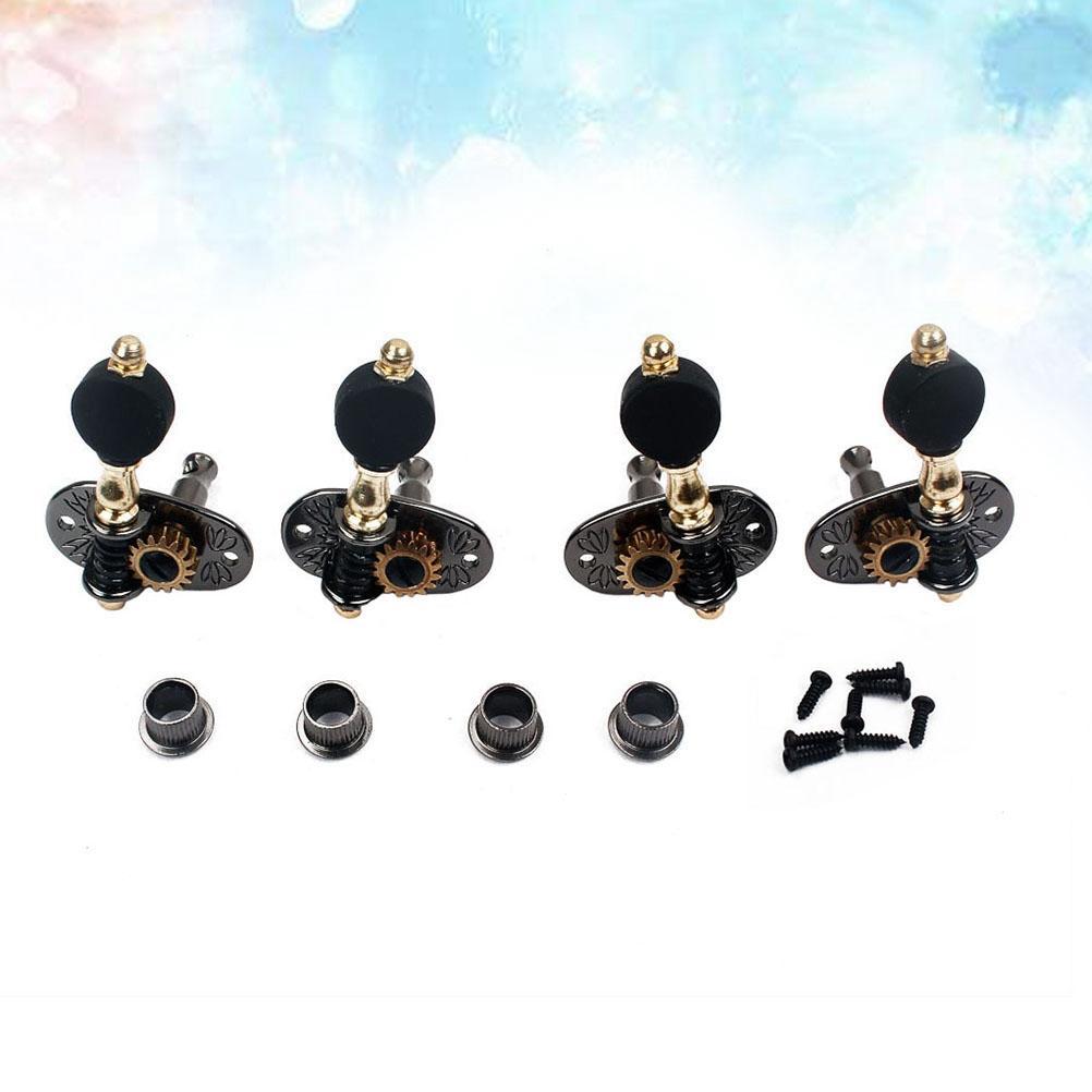 4PCS Black Precision Ukulele Tuning Pegs Machine Heads for Acoustic String Instruments with Amber