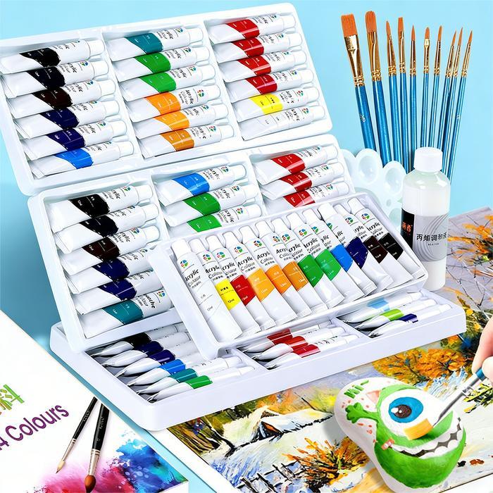 Cat Air Akrilik 12ml Waterproof - Set 12/18/24/36 Warna Untuk Pemula & Anak