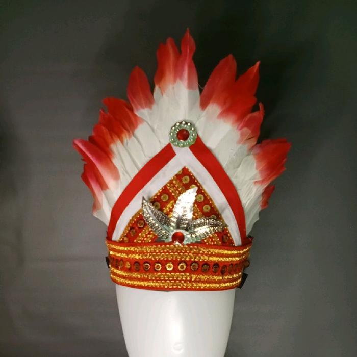 Hiasan Kepala Merah Putih/renda merah karnaval untuk anak dan dewasa