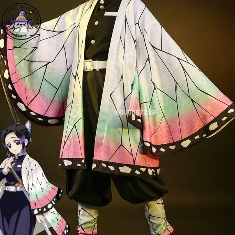 Popular Anime Kochou Shinobu Cosplay Costume Kisatsutai Women Japanese Haori Uniform Wig Halloween