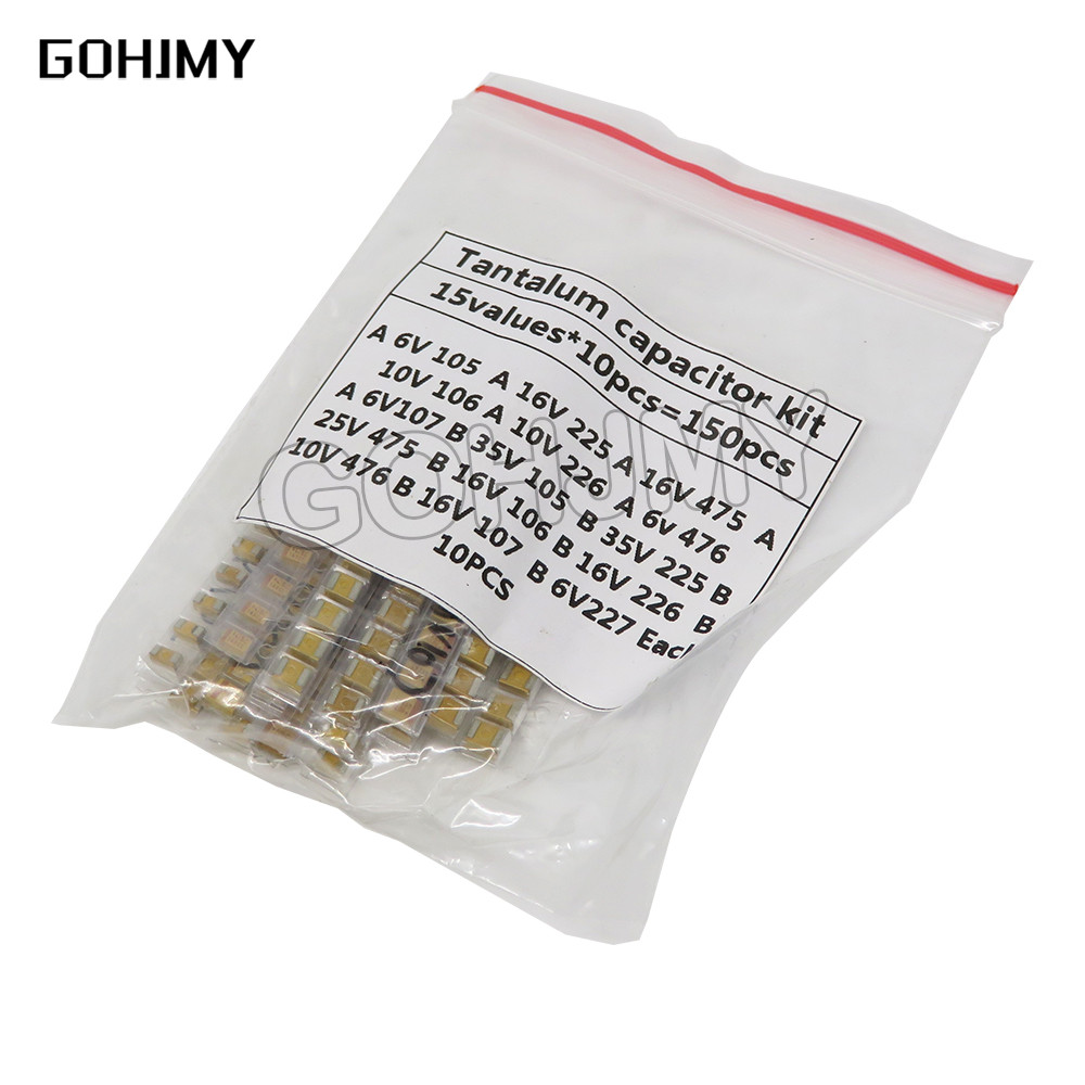 15 Values SMD Tantalum Capacitor Assortment Kit 1uf-220uf A/B Case Tantalum Capacitor Set 1UF 2.2UF