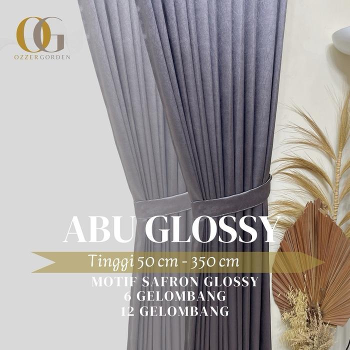 [ WARNA ABU GLOSSY ] GORDEN MINIMALIS POLOS MOTIF SAFRON TIMBUL GORDEN BLACKOUT JENDELA MINIMALIS