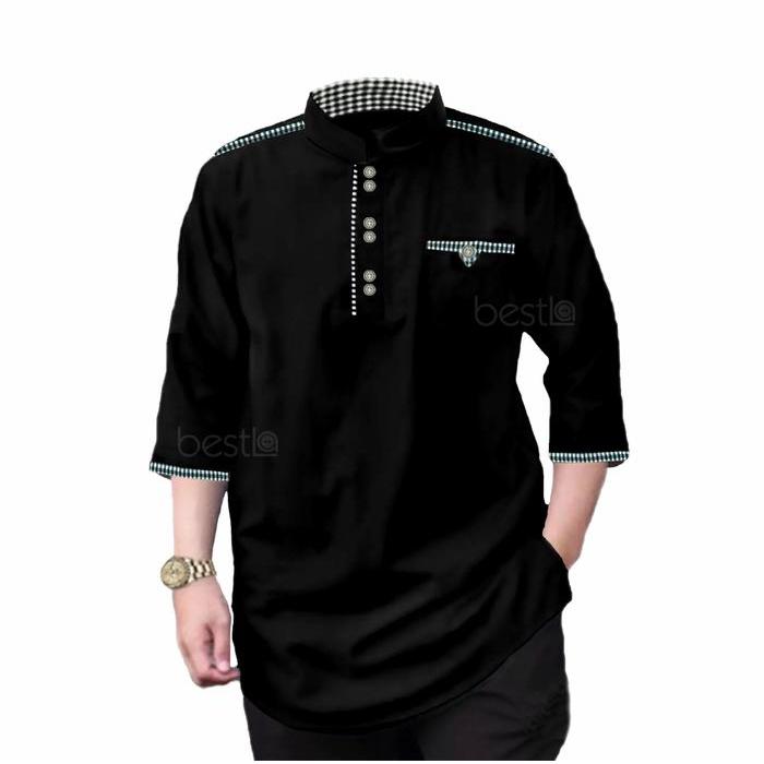 NEW KURTA TOJIRO Baju Koko Kurta Pria Muslim Dewasa Lengan 3/4 Katun Toyobo M L XL XXL XXXL Jumbo