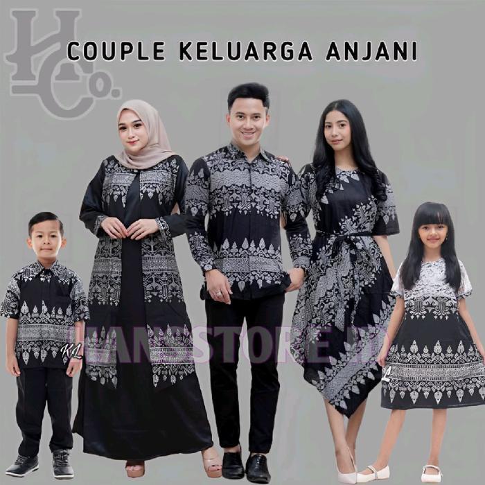 PREMIUM Baju Couple Keluarga Gamis Elizia Dress Brokat Keluarga Pria dan Wanita Modern Batik Couple