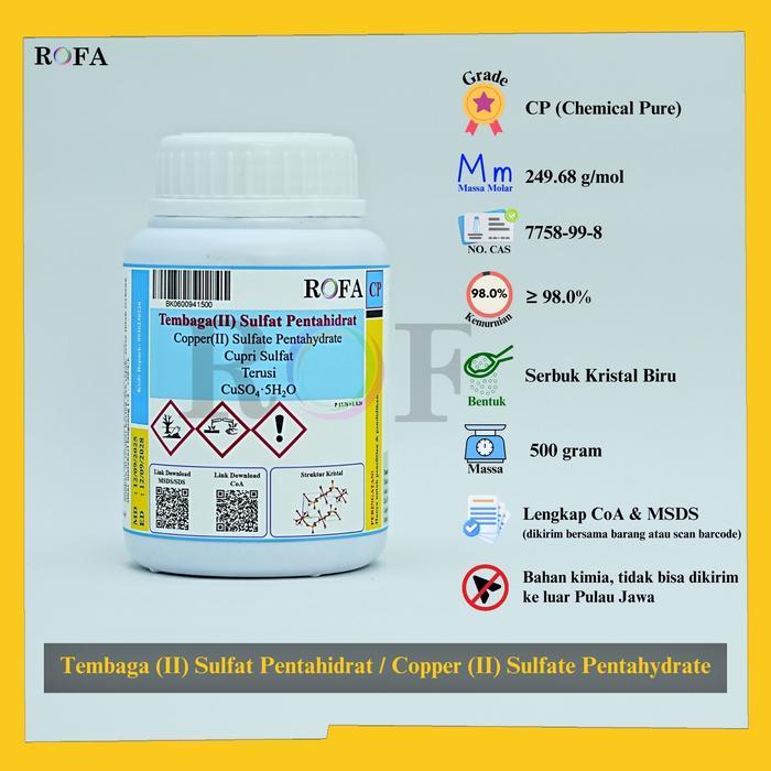 ROFA Tembaga(II) Sulfat Pentahidrat / Copper(II) Sulfate Pentahydrate / Terusi / CuSO4.5H2O Serbuk