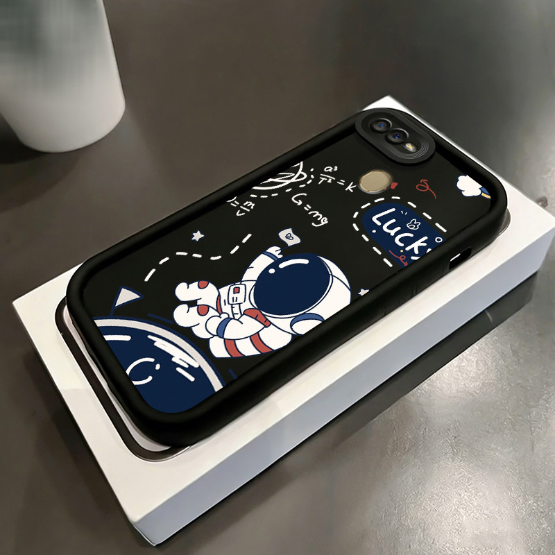 Casing Hp untuk OPPO A7 A5s A12 A12s A11K Case Astronot Lucky Camera Protect Kekinian Cesing silikon