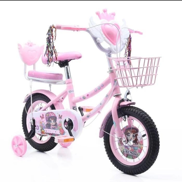 SEPEDA MINI TRENDY/ TREMOR ANAK PEREMPUAN CEWEK UKURAN 16 INCH RODA EMPAT MUSIK LAGU LAMPU ORIGINAL