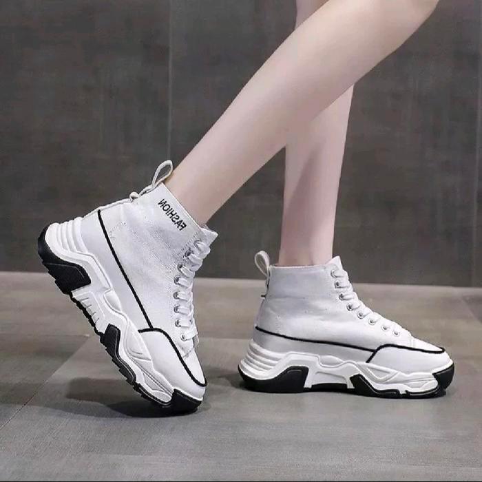 Aerostreet - Sepatu Sneaker Korea Boots Wanita Casual Fsh Terbaru Dan Kasual Putih Shoes
