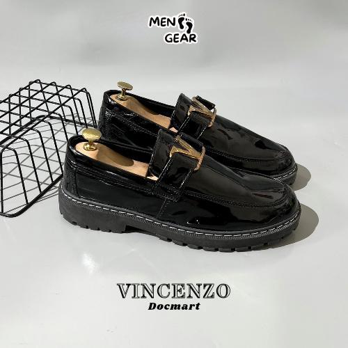 Aerostreet - Vincenzo Sepatu Pria Original Sepatu Loafers Kerja Formal Cowok Docmart Hitam Fantofel