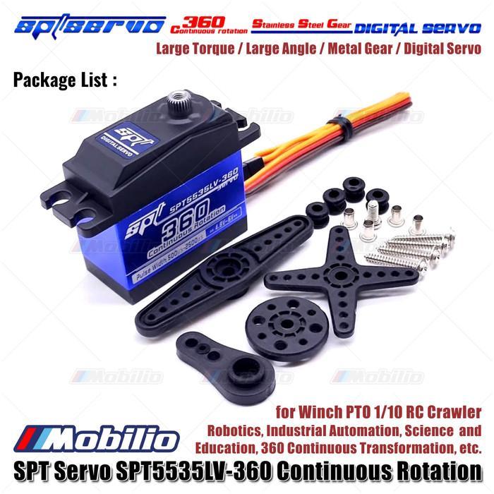 Spt Servo Spt5535Lv-360 Continuous Rotation Metal Gear Digital Servo For Winch Pto 1/10 Rc Crawler
