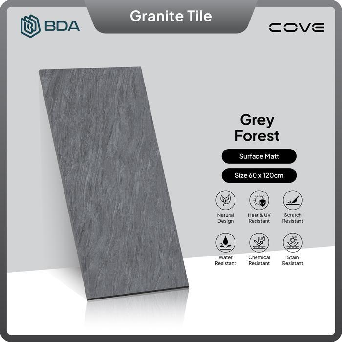 BDA Granite Tile 120x60 Keramik Granit Lantai Dinding Kamar Mandi Interior Mewah Matt Grey Forest