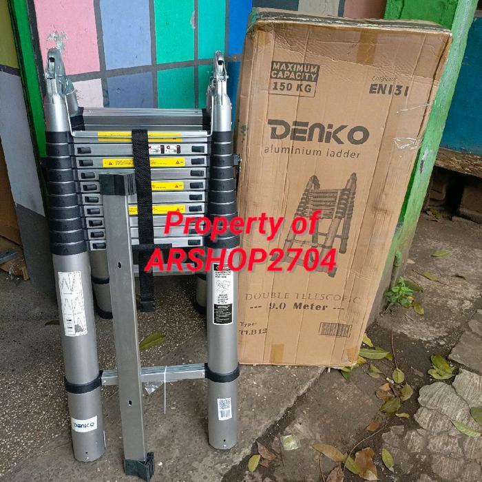 Tangga Lipat Teleskopik Double 9 Meter Aluminium Multipurpose Telescopic Ladder DENKO TLB 12 - 9 met