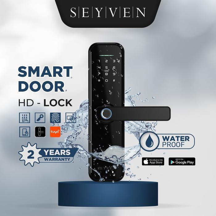 Seyven Smart Door Lock Kunci Pintu Digital Kayu Besi Aluminium Bluetooth Black