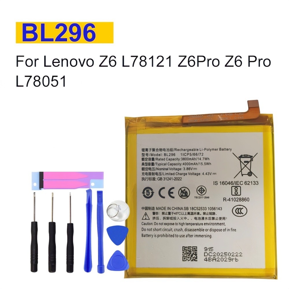 For Lenovo Z6 L78121 Z6Pro Z6 Pro L78051 BL296 4000mah Mobile Phone Battery
