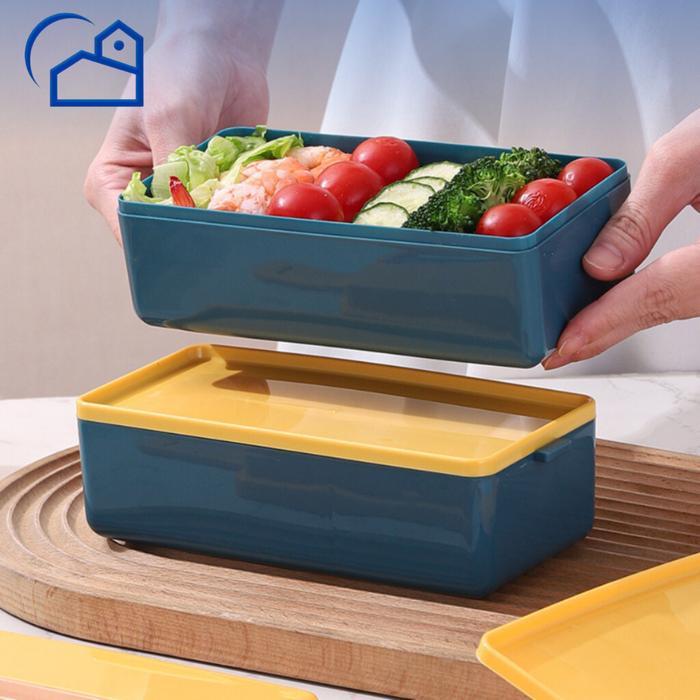 HOMESTATION - Lunch Box 2 Susun Tempat Makan Susun 2 Sekat Free Sendok Garpu Lunch Box Bento 2 Susun