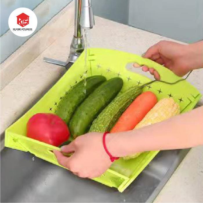 Talenan Wadah Lipat Wadah Talenan Plastik Lipat Dengan Tirisan Buah Multifungsi