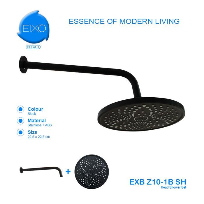 EIXO Bufalo Black Head Wall Shower Set Kepala Pancuran Mandi Hitam