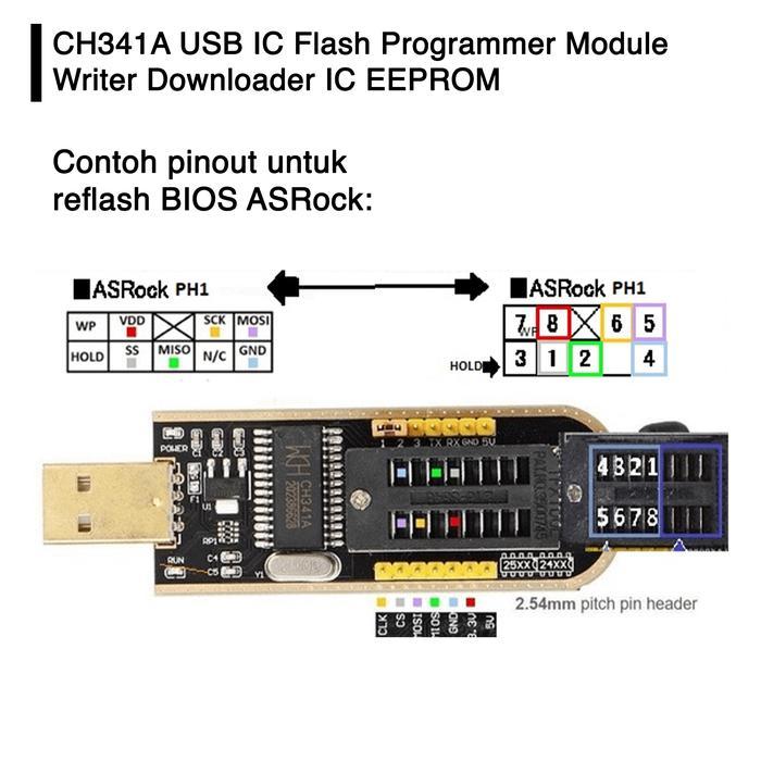 Ch341A Usb Ic Flash Programmer Module Writer Downloader Ic Eprom Modul Program Flasher Bios Eeprom