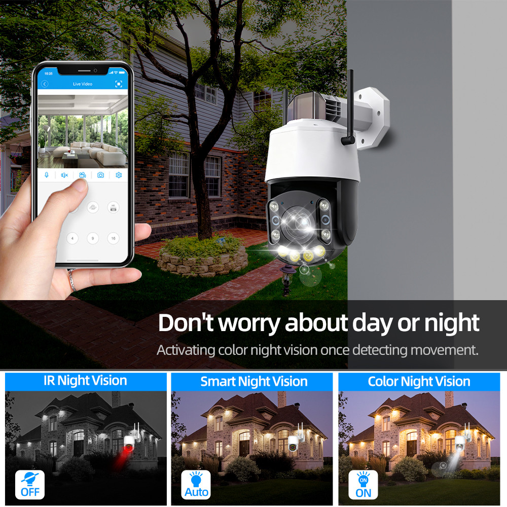 ICSEE WiFi 5MP PTZ Camera 50X 30X Zoom Human Detection Outdoor Wireless CCTV Security Surveillance