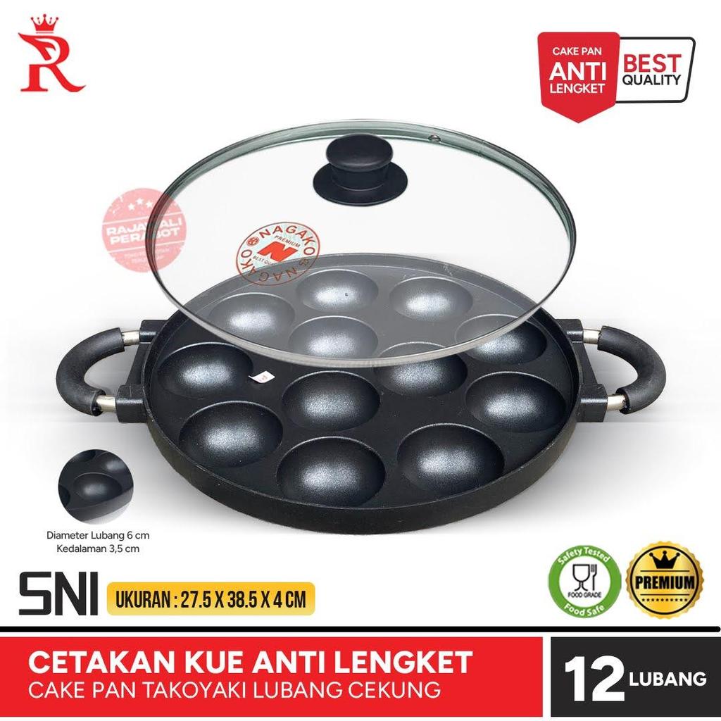 Cetakan Kue Takoyaki 12 Lubang Cekung Wajan Cake Pan 12 Lubang