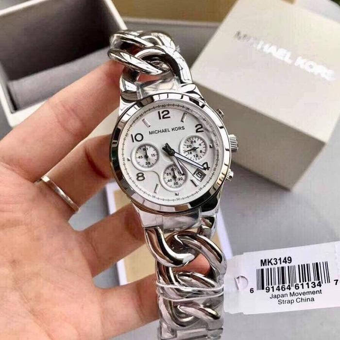 Jam Tangan Wanita Michael Kors Mk3149 Stainless Steel Fullset Box Ori