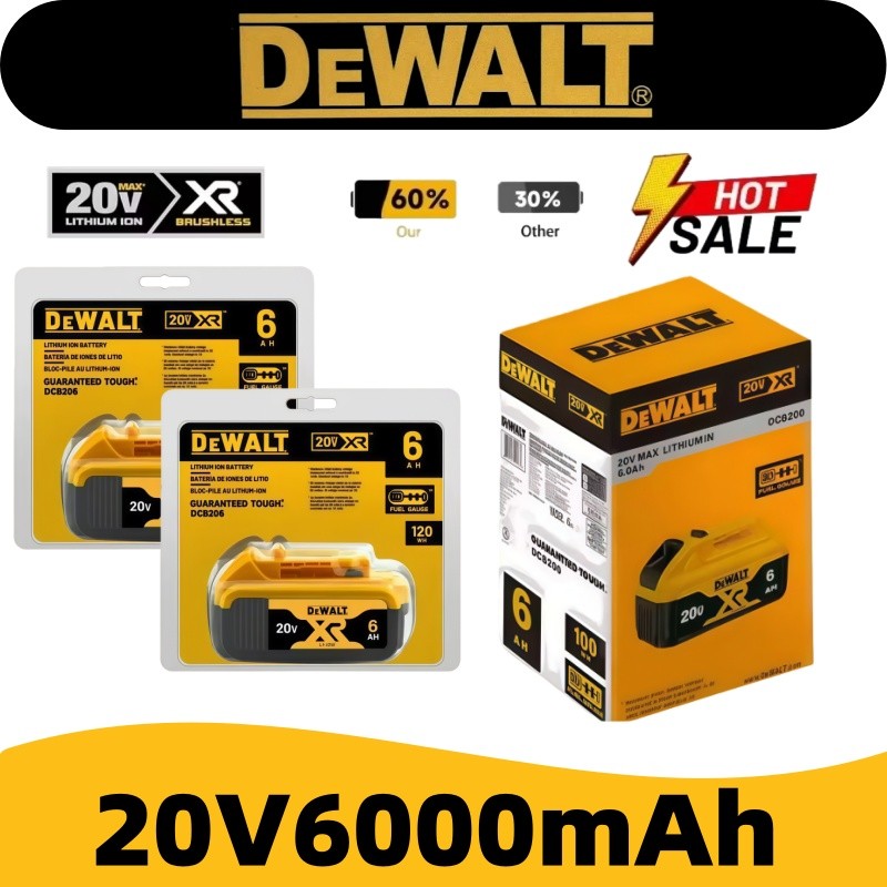 Original DeWalt 6Ah 20V battery replaceable DCD887 DCD805 DCF860 Dcd796 DCG406 DCF880 DCF512 DCD805
