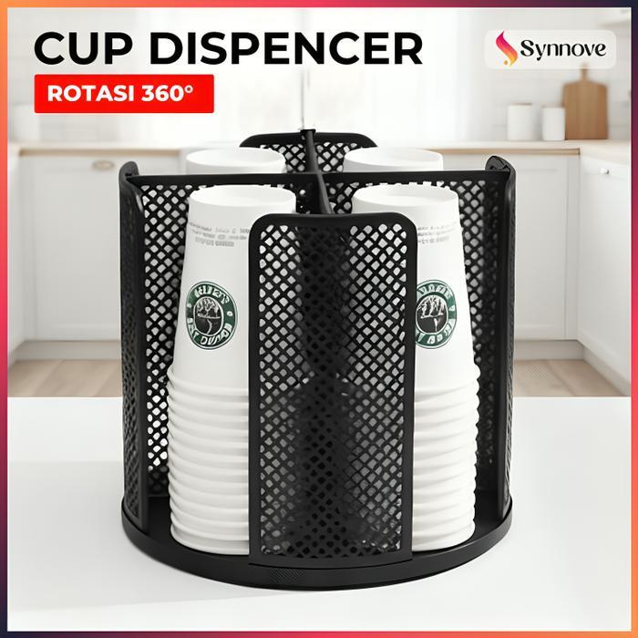 Rak Cup Gelas Plastik Rotasi 360 Paper Cup Holder Tempat Gelas Plastik Cup Dispenser Gelas