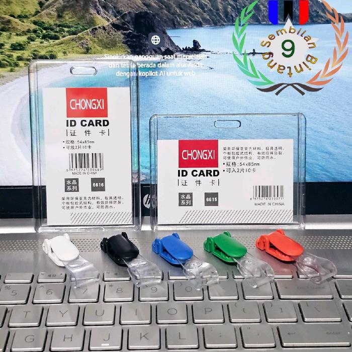 Tempat Id Card Akrilik + Klip Id Card Holder Id Card Akrilik Transparan 2 Sisi Photocard