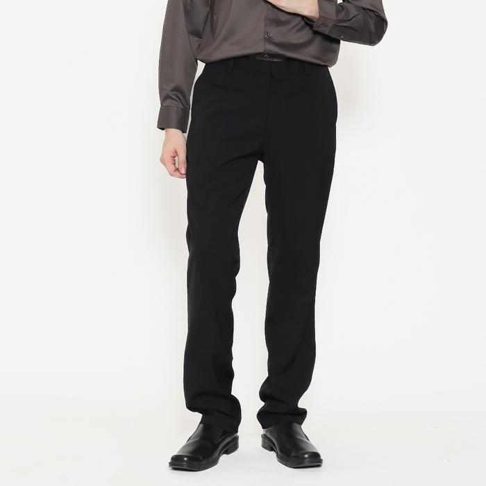 SIAPKIRIM Schoeller Celana Panjang Pria Regular Fit Warna Hitam Celana Formal Nyaman & Rapi Tulsa