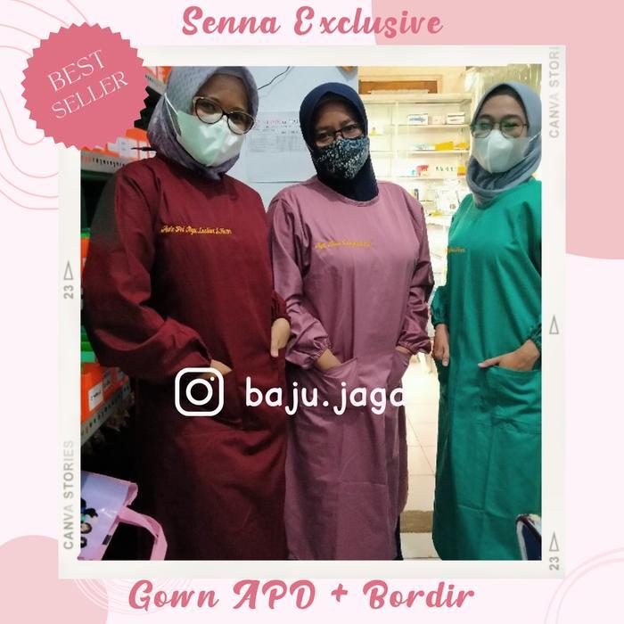 Terbaru Best Quality 100% Original Gown Medis Drill Apd Ok Surgical Apron Jubah Operasi Bordir 2